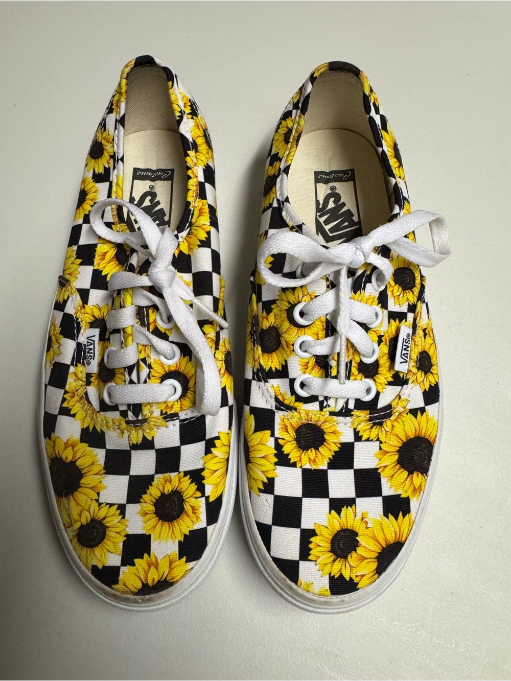 Vans Sunflower Checkerboard Lace-Up Sneakers - Yellow/Black